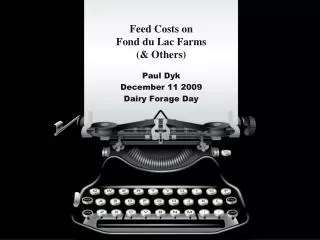 Feed Costs on Fond du Lac Farms (&amp; Others)