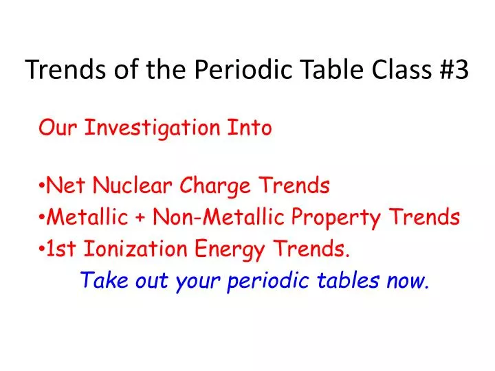 trends of the periodic table class 3