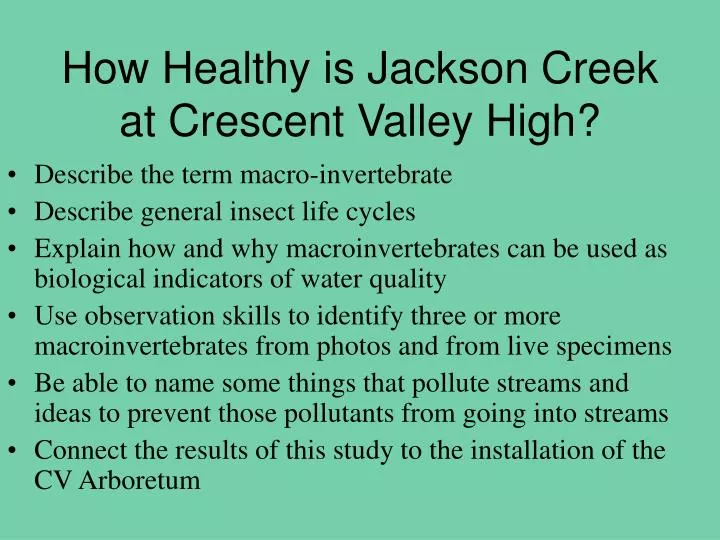 how healthy is jackson creek at crescent valley high