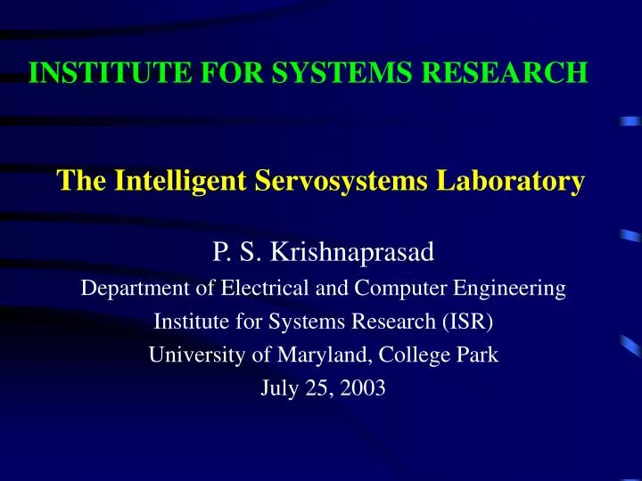the intelligent servosystems laboratory