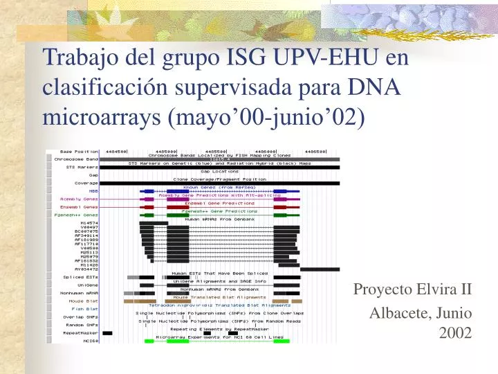 trabajo del grupo isg upv ehu en clasificaci n supervisada para dna microarrays mayo 00 junio 02