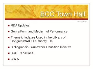 BCC Town Hall