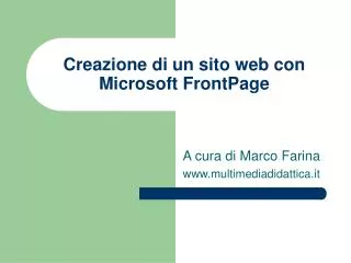 Creazione di un sito web con Microsoft FrontPage