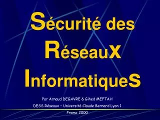s curit des r seau x i nformatique s