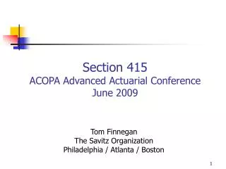 Section 415 ACOPA Advanced Actuarial Conference June 2009