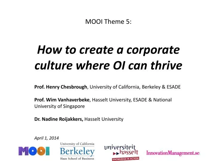 mooi theme 5 how to create a corporate culture where oi can thrive