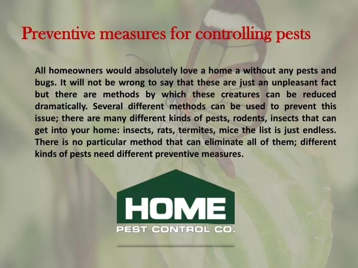 preventive measures for controlling pests