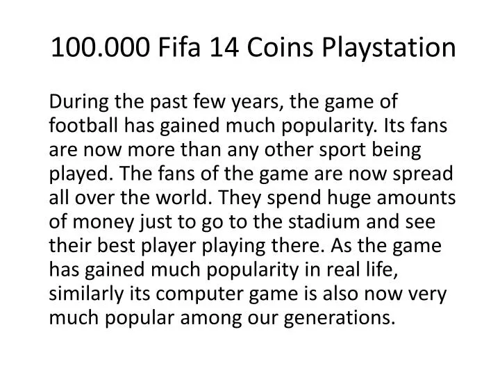 100 000 fifa 14 coins playstation