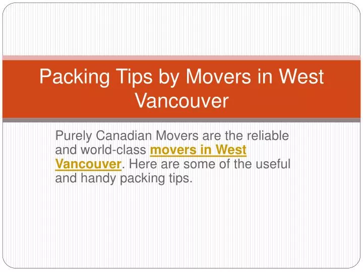 packing tips by movers in west vancouver