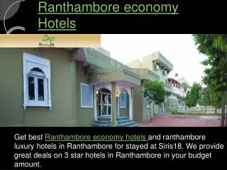 Affordable Ranthambore economy Hotels