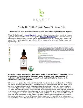 Beauty By Earth Organic Argan Oil is on Sale