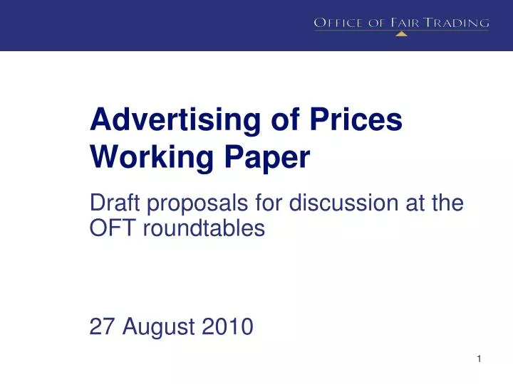 advertising of prices working paper