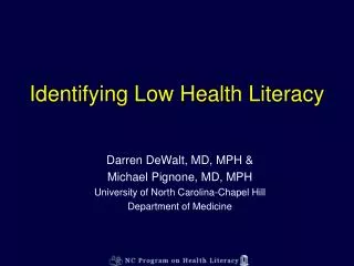 Identifying Low Health Literacy