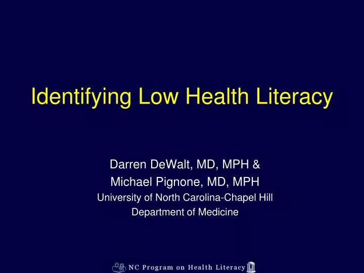 identifying low health literacy