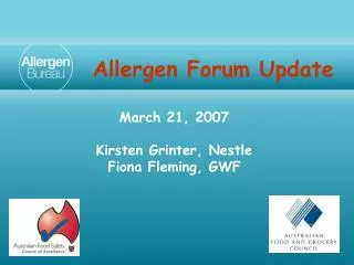 Allergen Forum Update