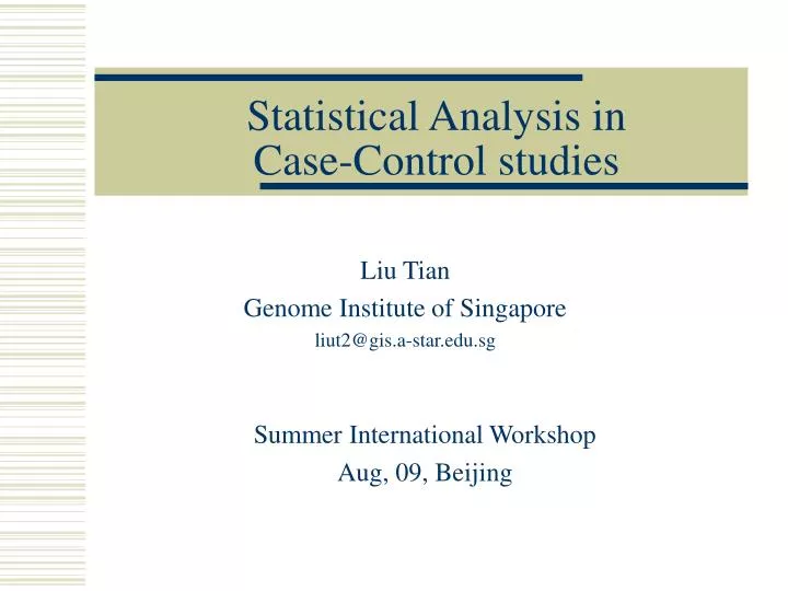 statistical analysis in case control studies