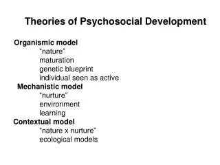 Theories of Psychosocial Development