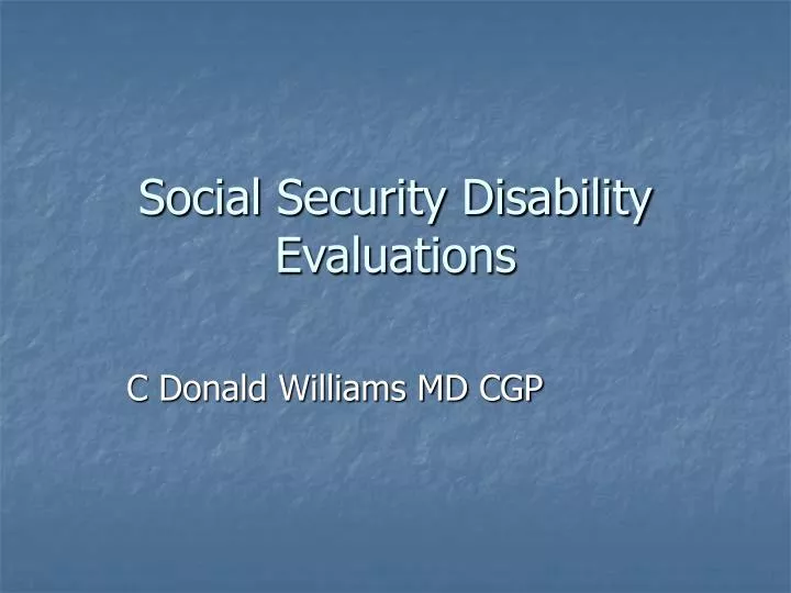 social security disability evaluations
