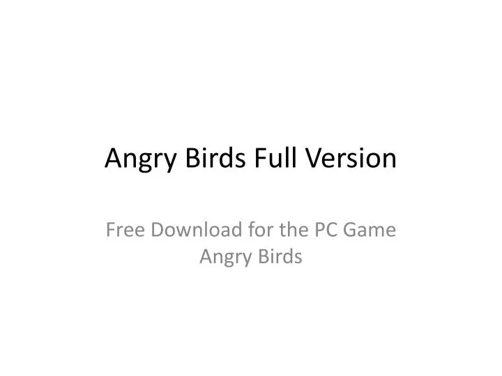 angry birds full version