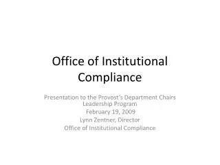 Office of Institutional Compliance