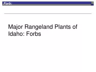Major Rangeland Plants of Idaho: Forbs