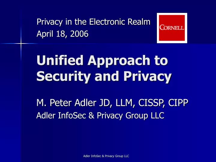 unified approach to security and privacy