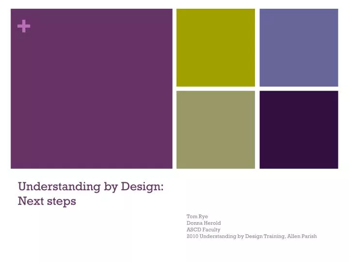 understanding by design next steps
