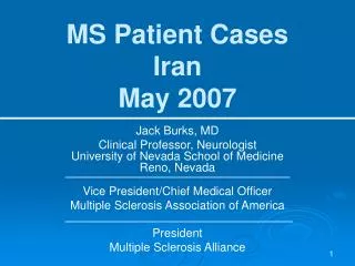 MS Patient Cases Iran May 2007