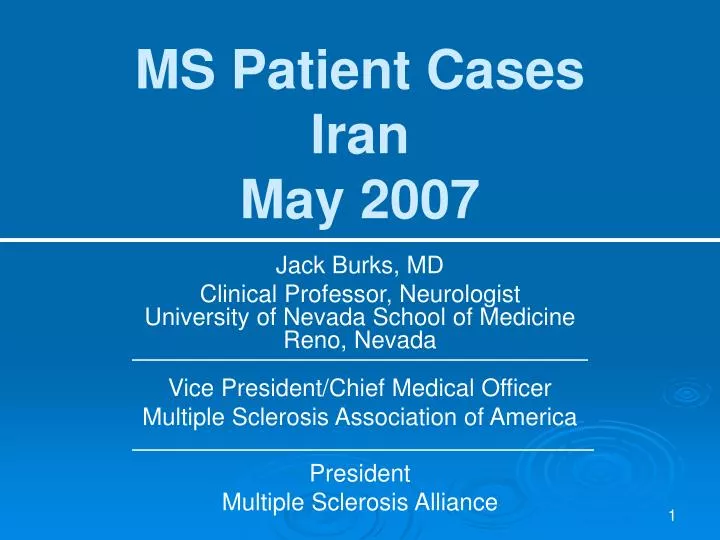 ms patient cases iran may 2007