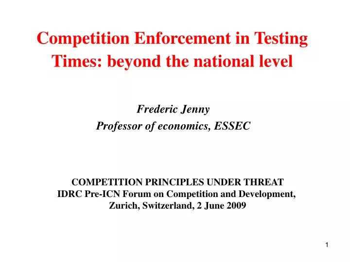 competition enforcement in testing times beyond the national level