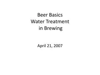 Beer Basics Water Treatment in Brewing