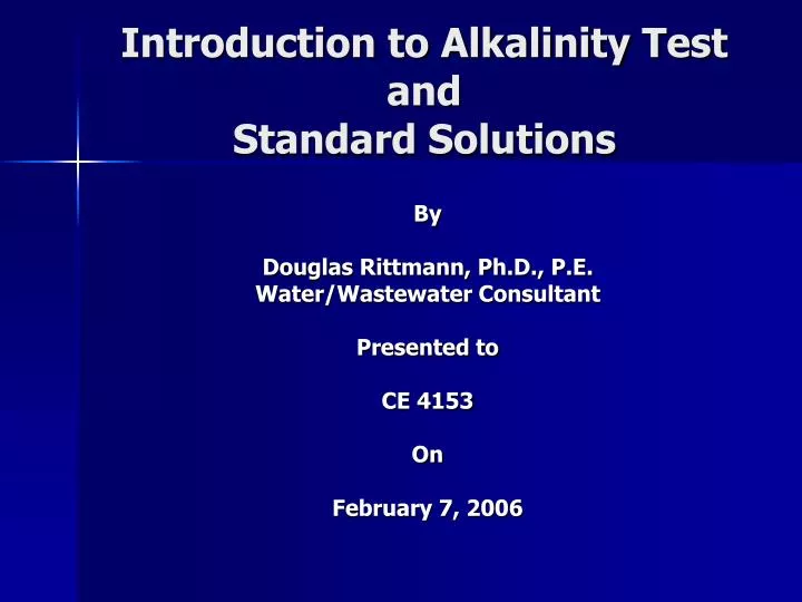 introduction to alkalinity test and standard solutions