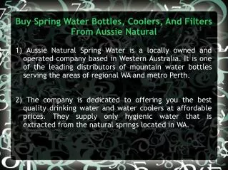 Buy Spring Water Bottles, Coolers, And Filters From Aussie N