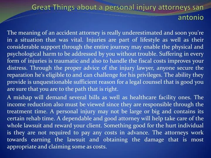 great things about a personal injury attorneys san antonio
