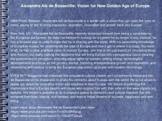 Alexandre Ale de Basseville: Vision for New Golden Age