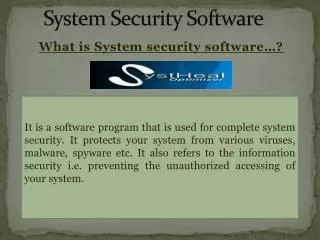 SystHeal- System Security Software