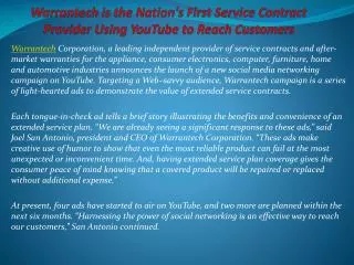 Warrantech is the Nation's First Service Contract Provider