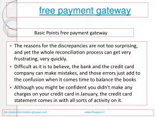 Services directory of free payment gateway
