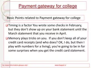 PPT related about Payment gateway for college