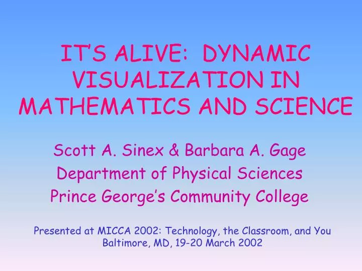 it s alive dynamic visualization in mathematics and science