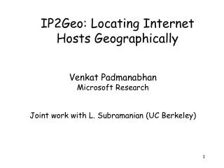 IP2Geo: Locating Internet Hosts Geographically
