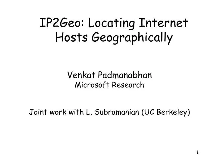 ip2geo locating internet hosts geographically