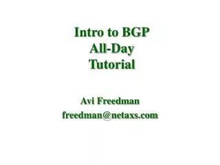 Intro to BGP All-Day Tutorial