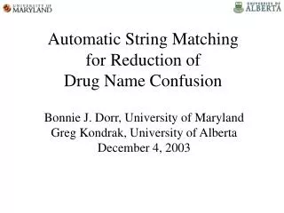 Automatic String Matching for Reduction of Drug Name Confusion