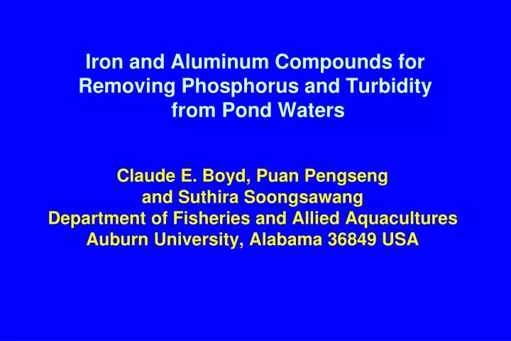 iron and aluminum compounds for removing phosphorus and turbidity from pond waters