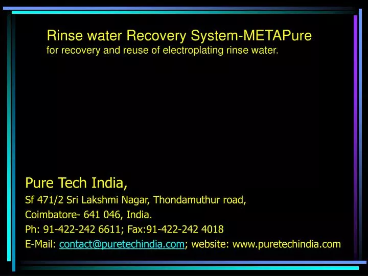rinse water recovery system metapure for recovery and reuse of electroplating rinse water
