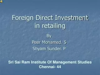 Foreign Direct Investment in retailing