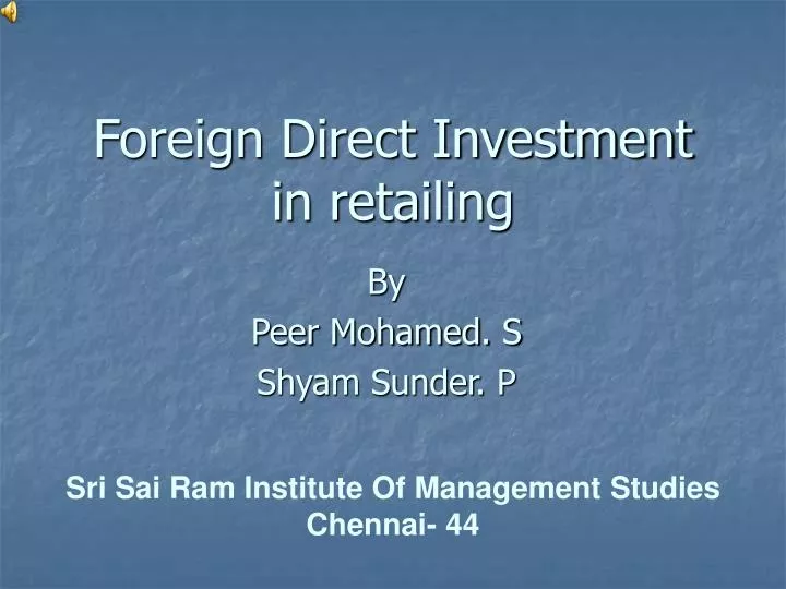 foreign direct investment in retailing