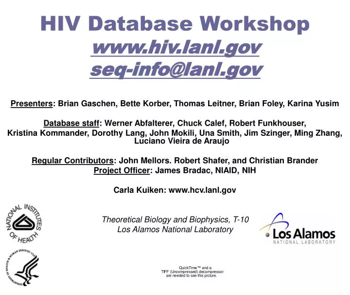 hiv database workshop www hiv lanl gov seq info@lanl gov