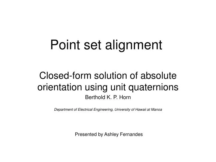 point set alignment